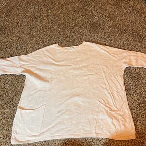 Pure Jill Cotton Linen‎ Tunic Top Dolman Sleeve Pockets Light Pink Size S